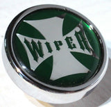 Wiper Control Knob Chrome Aluminum w/ Green Maltese Cross Sticker UP#23626