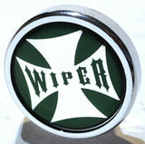 Wiper Control Knob Chrome Aluminum w/ Green Maltese Cross Sticker UP#23626
