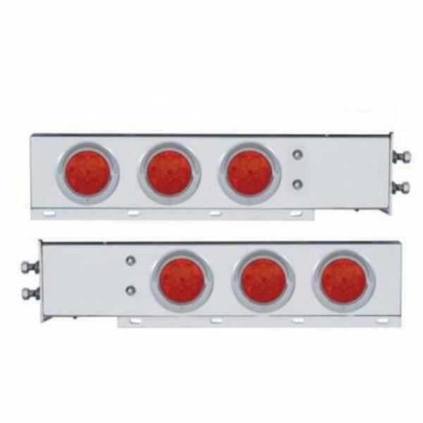 Mud Flap Hangers 2" Bolt Pattern 7 Red LEDs Red Lens Visors 4" UP#61734 Pair