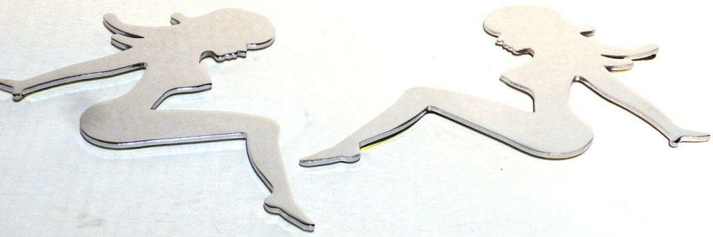 Cutout Sitting Nude Set Small Chrome Plated Tape Mount 6" #90491, 90501 Pair