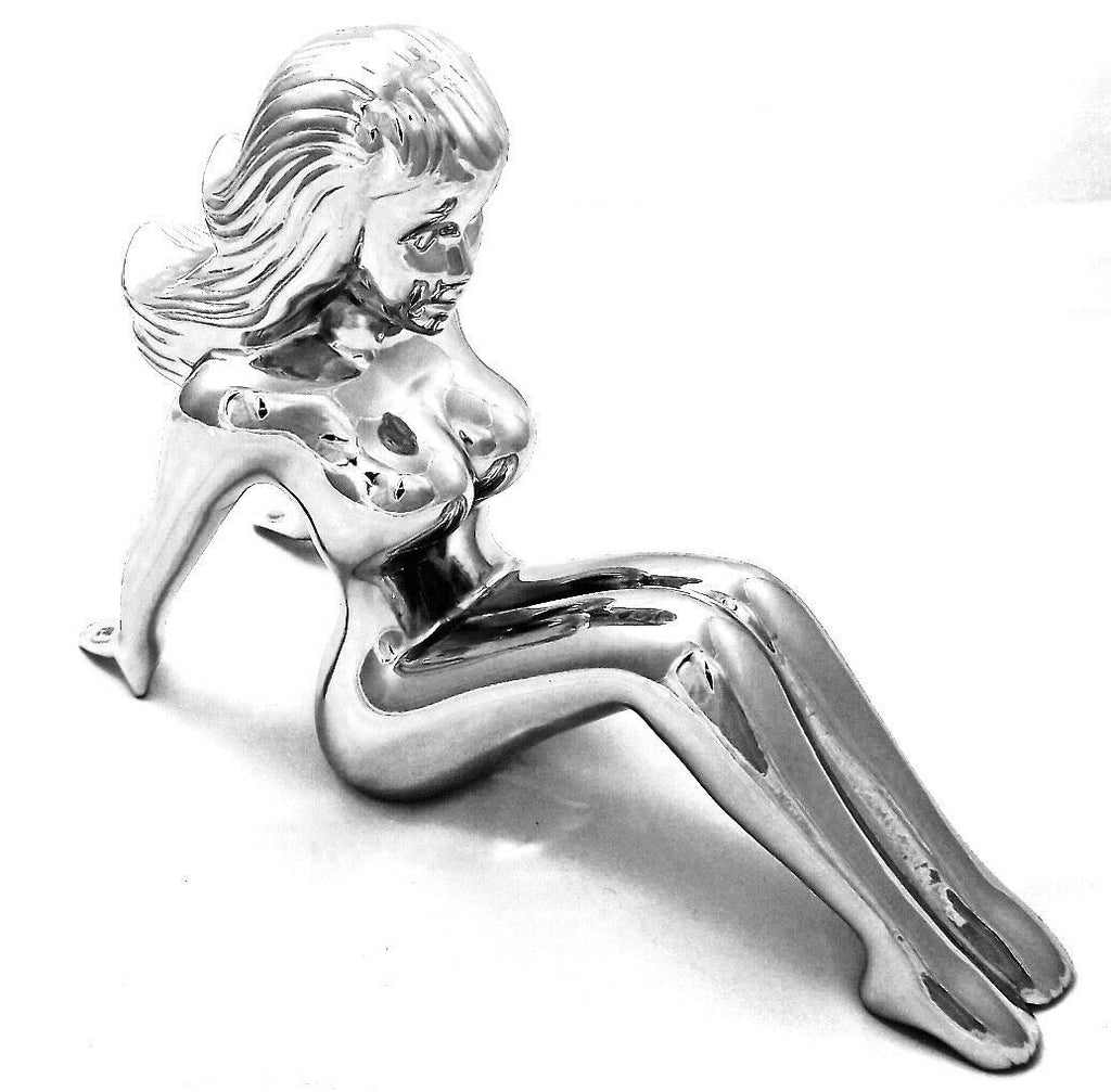 Hood Ornament Sitting Nude Lady for Flat Surface Hood Chrome 2 Stud Mnt GG#48410