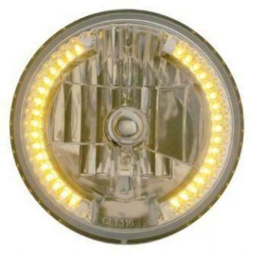 United Pacific 7" Chrystal Headlights-34 Amber LEDs for H6024 H6017 #31378 Pair