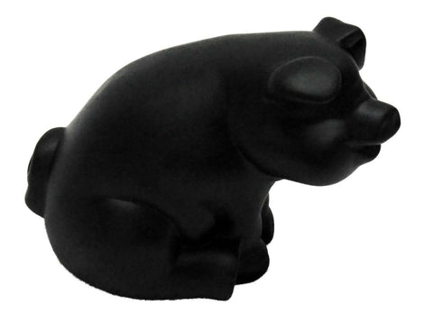 UP Hood Ornament Sitting Pig Matte Black w/ Base Pad 3 Studs 4 1/2" Tall #72047