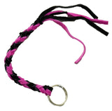 HTS Horn Pull Braided Leather Key Chain 10" Long 1" Ring Black Pink #5025BLPK