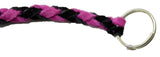 HTS Horn Pull Braided Leather Key Chain 10" Long 1" Ring Black Pink #5025BLPK