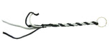 HTS Horn Pull Braided Leather Key Chain 10" Long 1" Ring Black Gray #5025BLG
