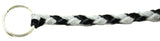 HTS Horn Pull Braided Leather Key Chain 10" Long 1" Ring Black Gray #5025BLG
