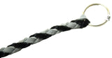 HTS Horn Pull Braided Leather Key Chain 10" Long 1" Ring Black Gray #5025BLG