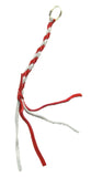 HTS Horn Pull Braided Leather Key Chain 10" Long With 1" Ring Red Gray #5025RG