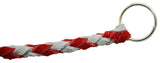 HTS Horn Pull Braided Leather Key Chain 10" Long With 1" Ring Red Gray #5025RG