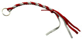 HTS Horn Pull Braided Leather Key Chain 10" Long With 1" Ring Red Gray #5025RG