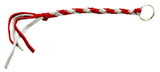 HTS Horn Pull Braided Leather Key Chain 10" Long With 1" Ring Red Gray #5025RG