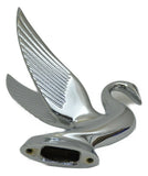 Hood Ornament Swan Bugler Chrome Flat Surface Two Hole Mount 7 1/8 Tall GG#48010