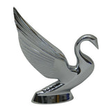 Hood Ornament Swan Bugler Chrome Flat Surface Two Hole Mount 7 1/8 Tall GG#48010