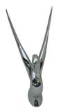 Hood Ornament Swan Bugler Chrome Flat Surface Two Hole Mount 7 1/8 Tall GG#48010