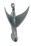 Hood Ornament Swan Bugler Chrome Flat Surface Two Hole Mount 7 1/8 Tall GG#48010