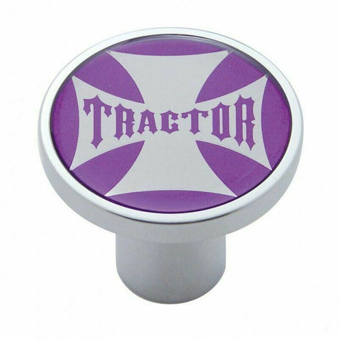 UP Air Brake Knob Tractor Screw-On Chrome w/ Purple Maltese Cross Sticker #23657