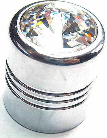 Tire Valve Stem Caps Standard Size Glass Clear Jewel Chrome UP#70058 Pkg of 4
