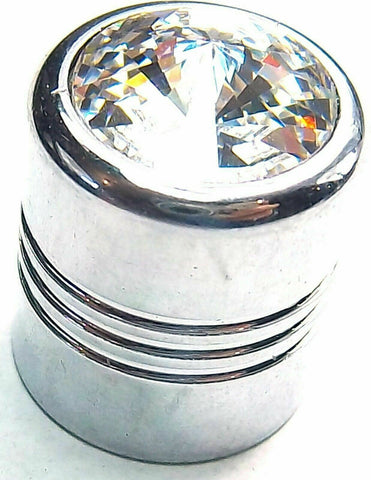 Tire Valve Stem Caps Standard Size Glass Clear Jewel Chrome UP#70058 Set of 4