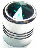 Tire Valve Stem Caps Standard Size Glass Green Jewel Chrome UP#70056 Pkg of 4