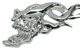 Cutout Flaming Skull Accent Face Left Chrome Plastic 7 1/4" Tape Mount UP#50102