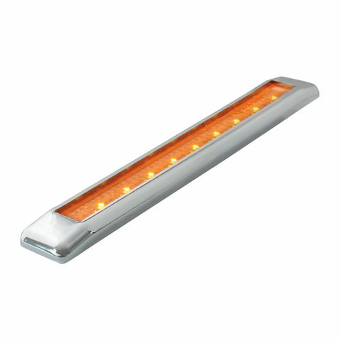 LED Light Bar Ultra Thin Amber 9 LEDs Amber Lens Chrome Bezel 8.5 GG#76060 Pair