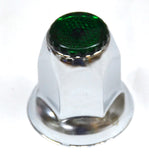 Lug Nut Covers 33mm Push-On Green Reflector Chrome 2" Tall GG#10492 Set of 5