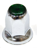 Lug Nut Covers 33mm Push-On Green Reflector Chrome 2" Tall GG#10492 Set of 5