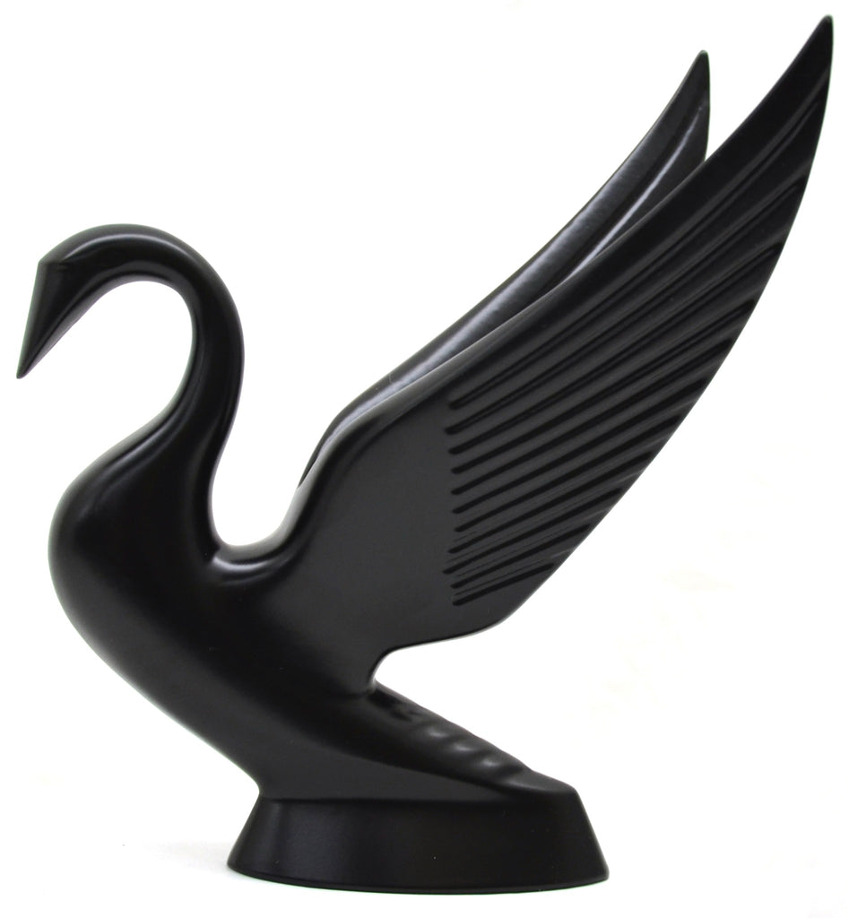 Hood Ornament Swan Bugler Matte Black Power Coated for Flat Hood Pull GG#48009