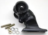 Hood Ornament Rams Head Matte Black Power Coated for Flat Hood Pull 3.5"GG#48050