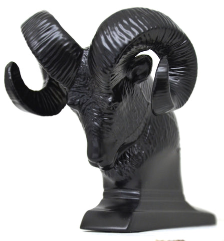 Hood Ornament Rams Head Matte Black Power Coated for Flat Hood Pull 3.5"GG#48050