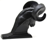 Hood Ornament Rams Head Matte Black Power Coated for Flat Hood Pull 3.5"GG#48050