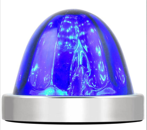 Blue Glass Watermelon Accent Light Kit W/Blue 18 LEDs 3-1/2" GG#81866 set of 5