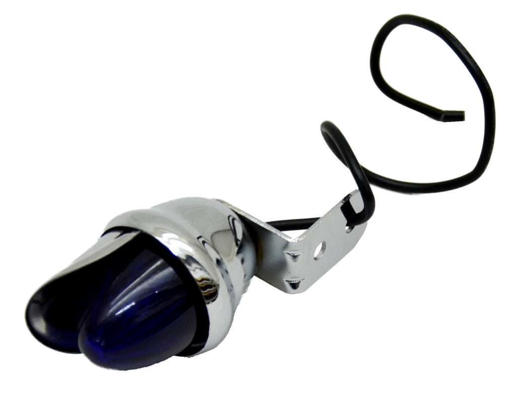 Incandescent Mini Auxiliary Light Blue Lens 1 Bulb Chrome W/Visor GG#82771 Each