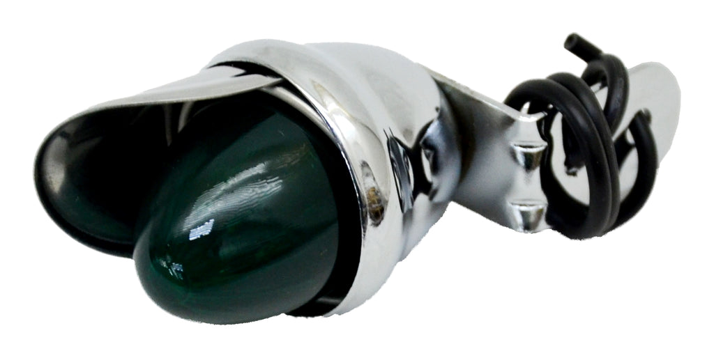 Incandescent Mini Auxiliary Light Green Lens 1 Bulb Chrome W/Visor GG#82773 Each