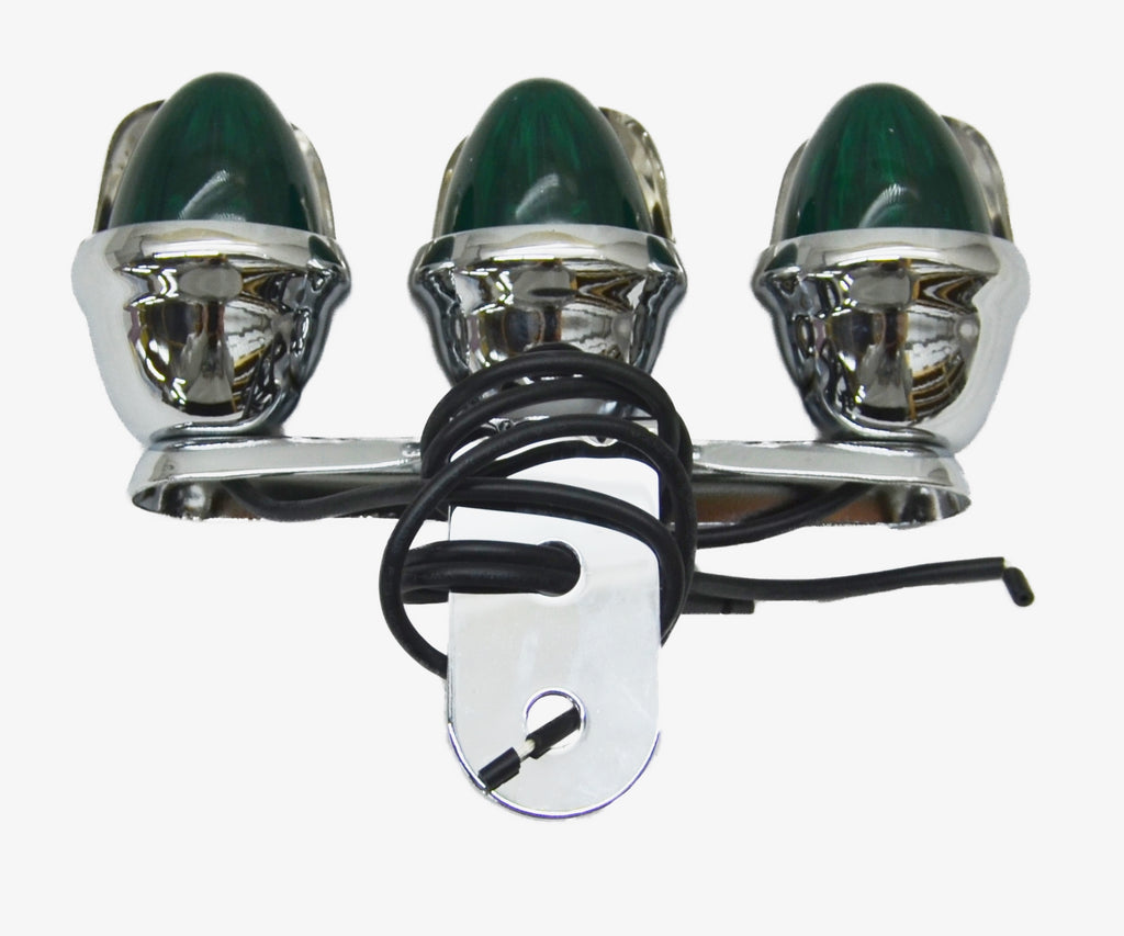 Auxiliary Incandescent Triple Mini Light w/Visor Green Lens 3 Bulb GG#82783 Each