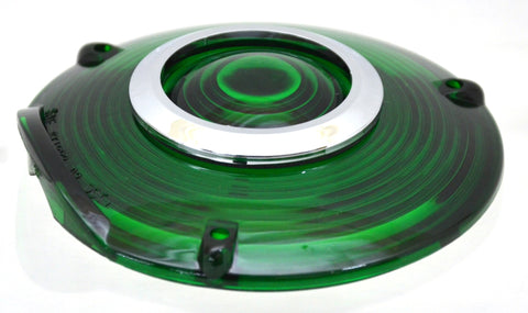 Lens replacement 4" green plastic with chrome ring for back of cab Peterbilt