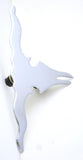 GG Cut Out Longhorn Skull Mini Emblem 6 5/8" x 3 1/4" Chrome 2 Stud Mount #90222