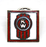 Hat Pin Tie Tack Lapel Pin Semi Truck "KW" Logo White & Red Metal Stud Mount
