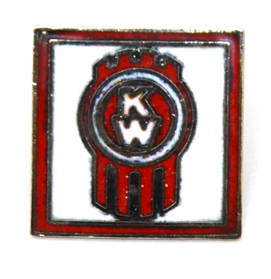 Hat Pin Tie Tack Lapel Pin Semi Truck "KW" Logo White & Red Metal Stud Mount