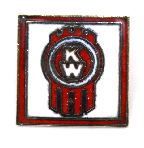 Hat Pin Tie Tack Lapel Pin Semi Truck "KW" Logo White & Red Metal Stud Mount