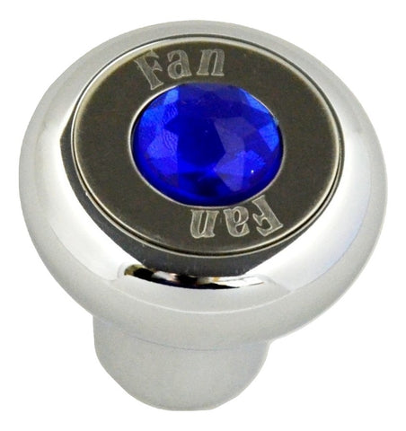GG Deluxe Dash Control Knob Fan Blue Jewel SS Plaque Chrome Knob #95691 Each