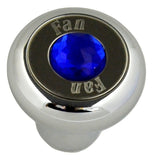 GG Deluxe Dash Control Knob Fan Blue Jewel SS Plaque Chrome Knob #95691 Each