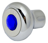 GG Deluxe Dash Control Knob Fan Blue Jewel SS Plaque Chrome Knob #95691 Each