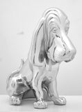 Sitting Basset Hound Hood Ornament Chrome Plated 4 Stud Mount 7 1/8" Tall, 8" L
