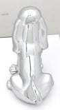 Sitting Basset Hound Hood Ornament Chrome Plated 4 Stud Mount 7 1/8" Tall, 8" L