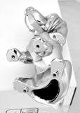 Sitting Basset Hound Hood Ornament Chrome Plated 4 Stud Mount 7 1/8" Tall, 8" L