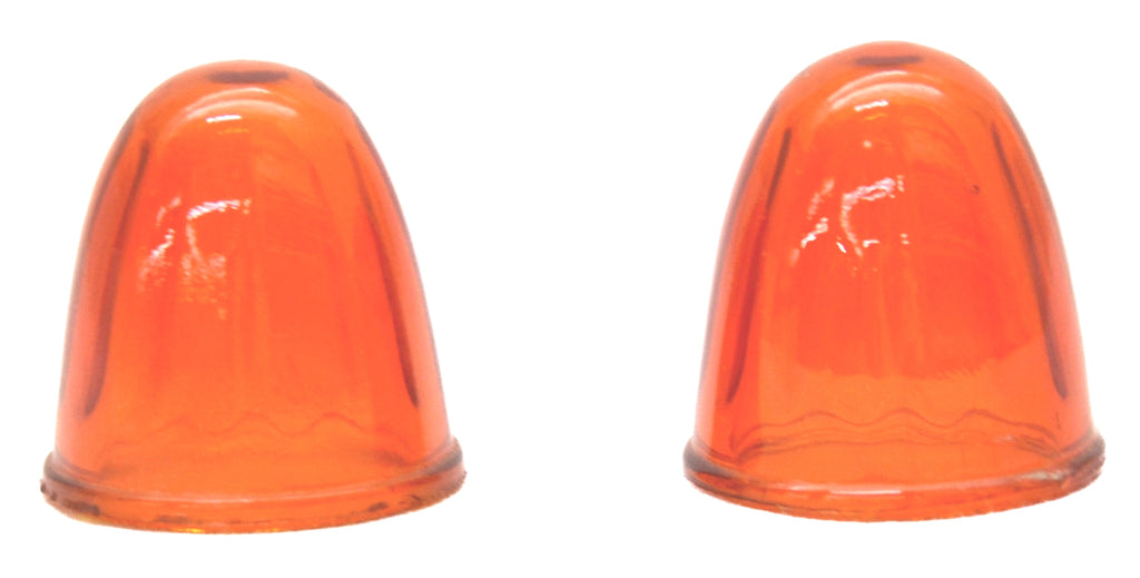 Bumper Guide Dome Light Lens Dark Amber Glass Watermelon 1-5/8 OD #7721DA Pair