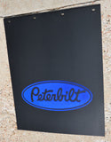 2-Rear Mud Flaps for Peterbilt 24x30 Black Rubber Blue Logo Rib Back MPB-2430