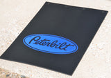 2-Rear Mud Flaps for Peterbilt 24x30 Black Rubber Blue Logo Rib Back MPB-2430